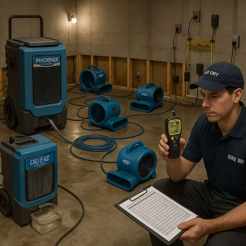 Structural Drying and Dehumidification process in Brighton, IL